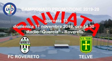 FC Rovereto-Telve rinviata